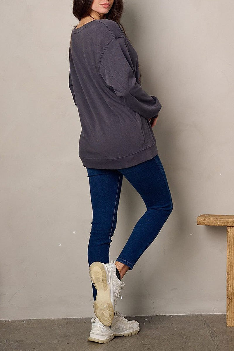 Long sleeve graphic sweater (EFWT2178)