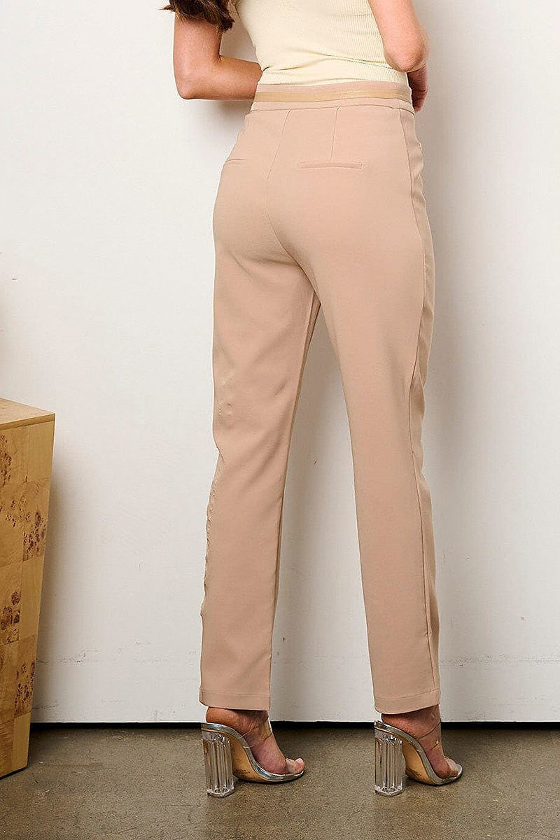 Zip up detailed wide leg pants (EFWT9082)