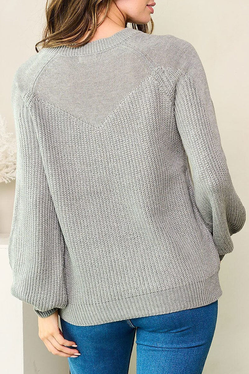 Long ballon sleeve knit sweater (EFWT3656)