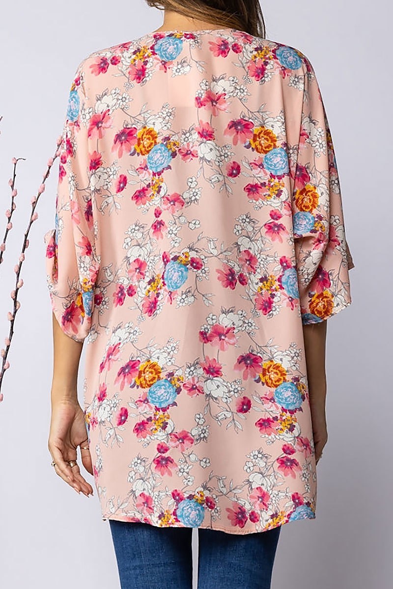 Floral print open kimono cardigan (EDSW2986)