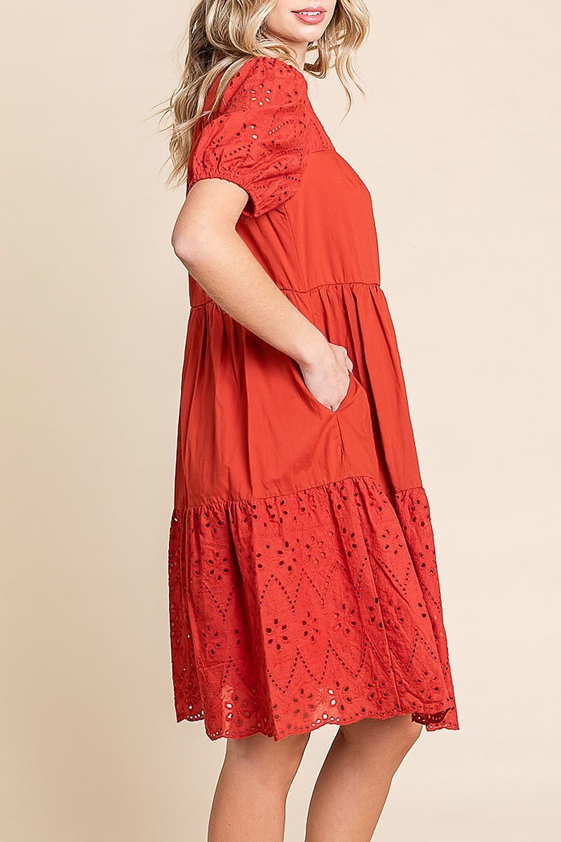 Button up eyelet midi dress (EDH1994)