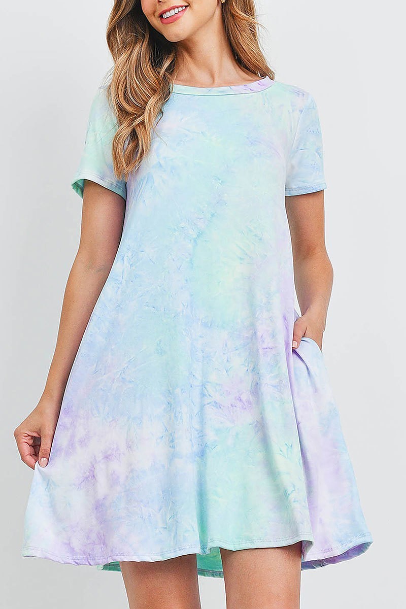 Tie dye pocket swing dress (DED6415)