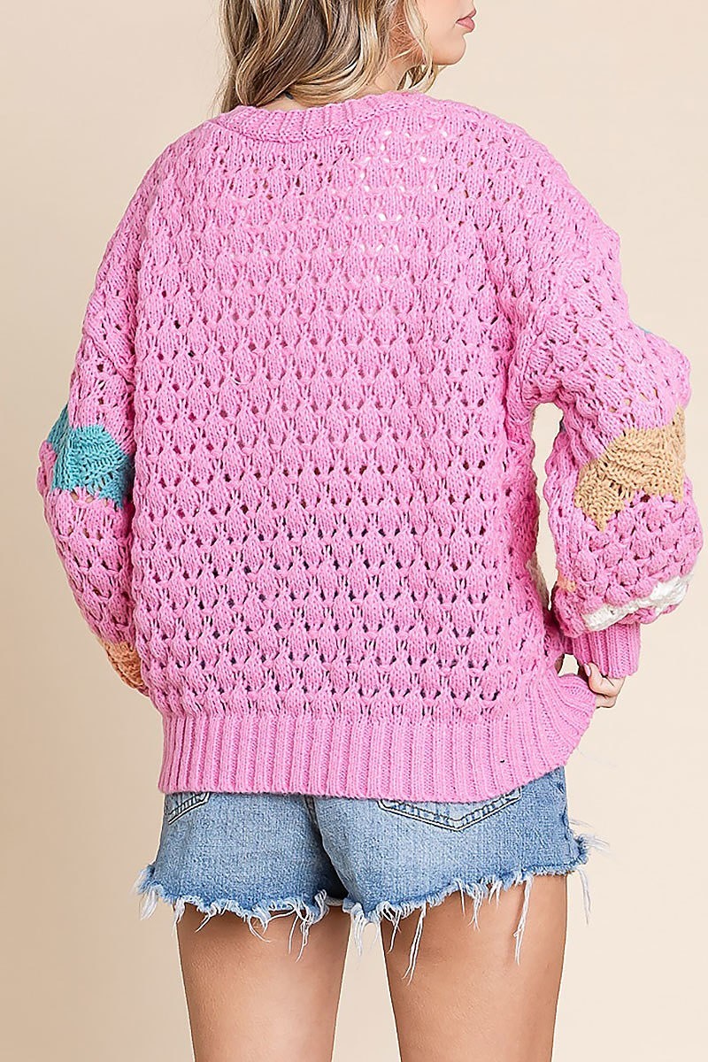 Multi colors cozy cute knit sweater cardigan (EDH1942-1)