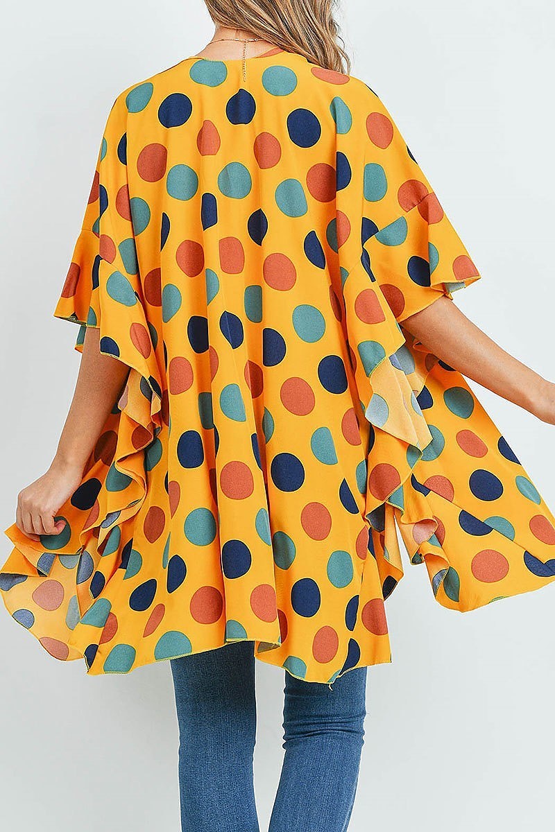 Polka dot ruffle kimono (ED9327)