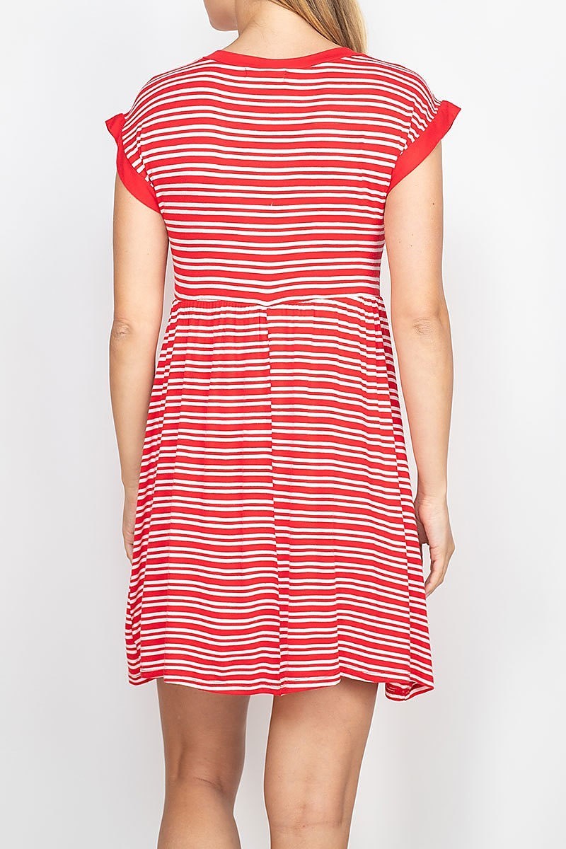 Round neck stripe tunic dress (DED6745)