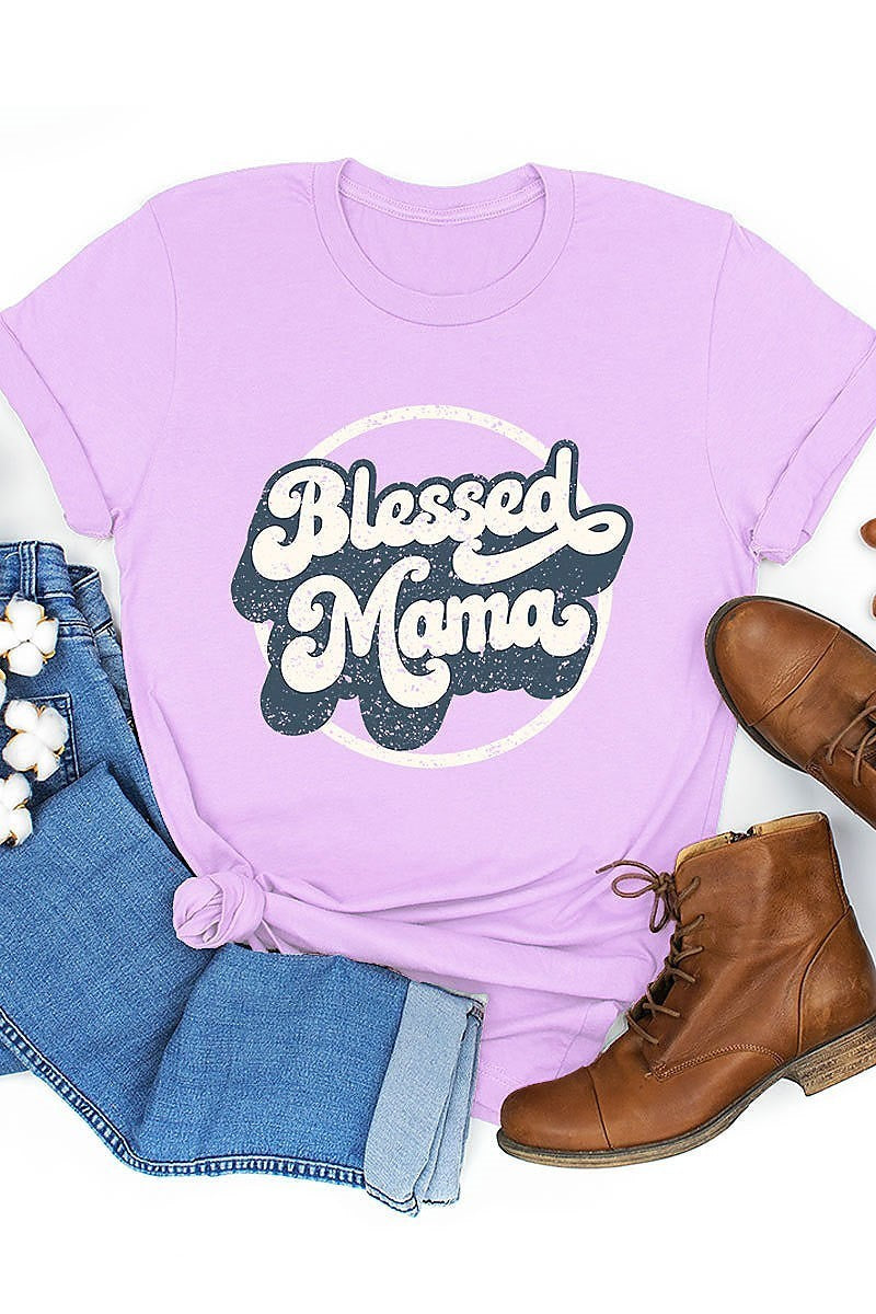 Blessed mama graphic top (EF3739)