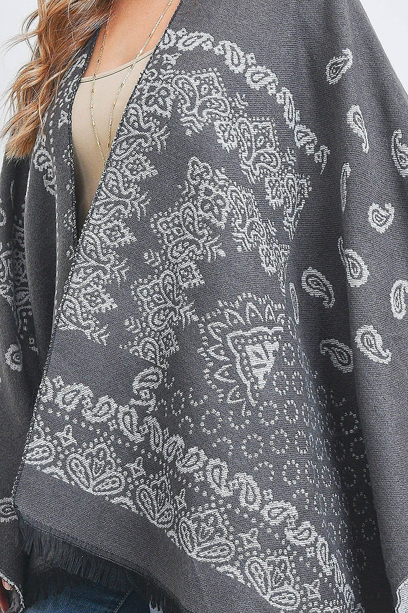 Paisley print ruana wrap kimono (DGS5447)