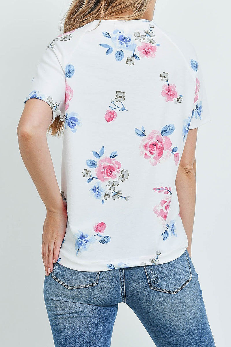 Short sleeves floral print top (ED9314)