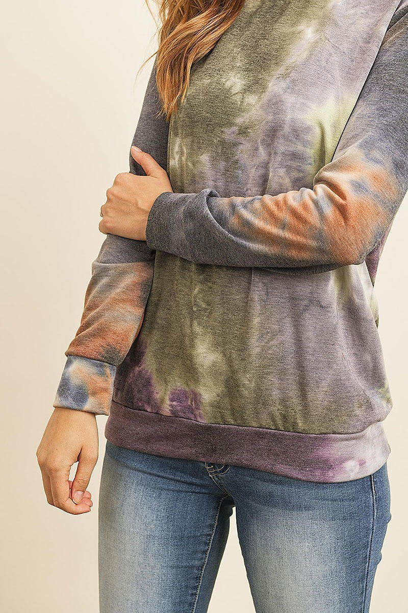 Round neck pull over tie dye top (ED8519)