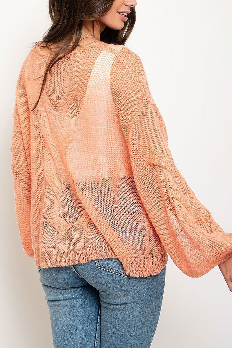 Sheer oversize twist detail sweater (EDWT2407)