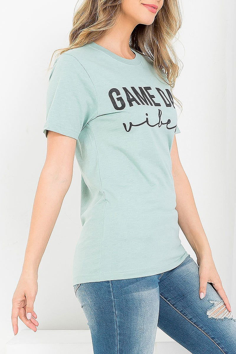 Game day vibes graphic tee top (EF3537)