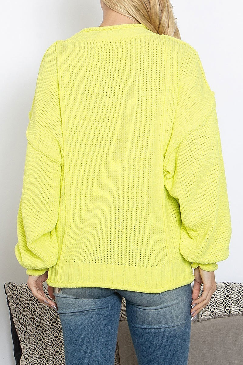 Puff sleeve button down sweater (DGS5898)