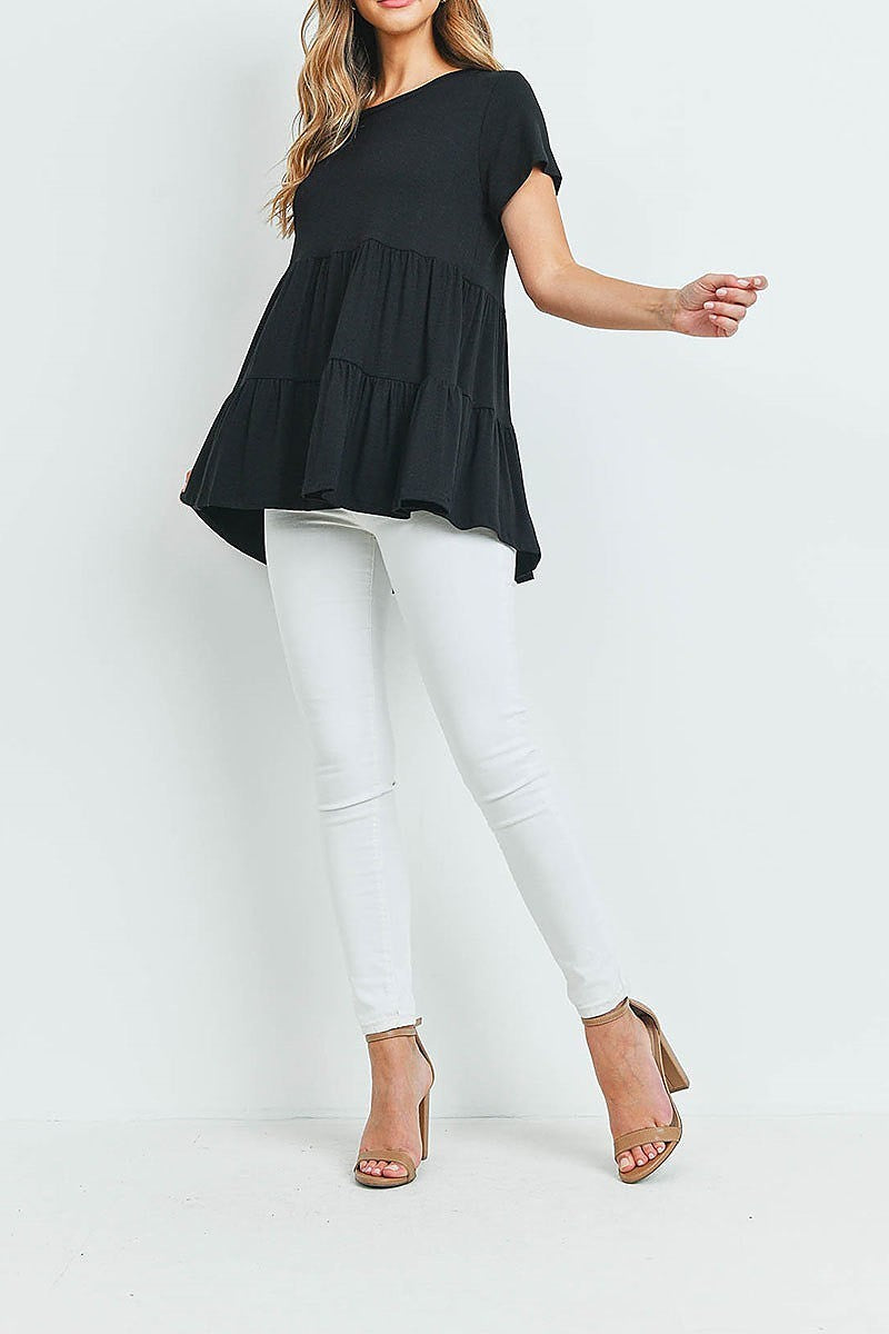 Tiered layered round neck top (ED9948)