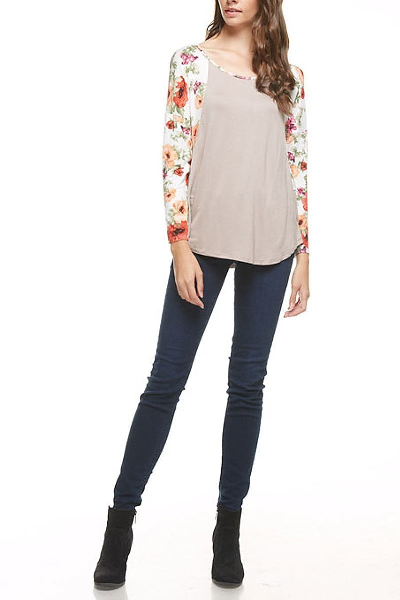 Floral raglan sleeve top (EF5034)