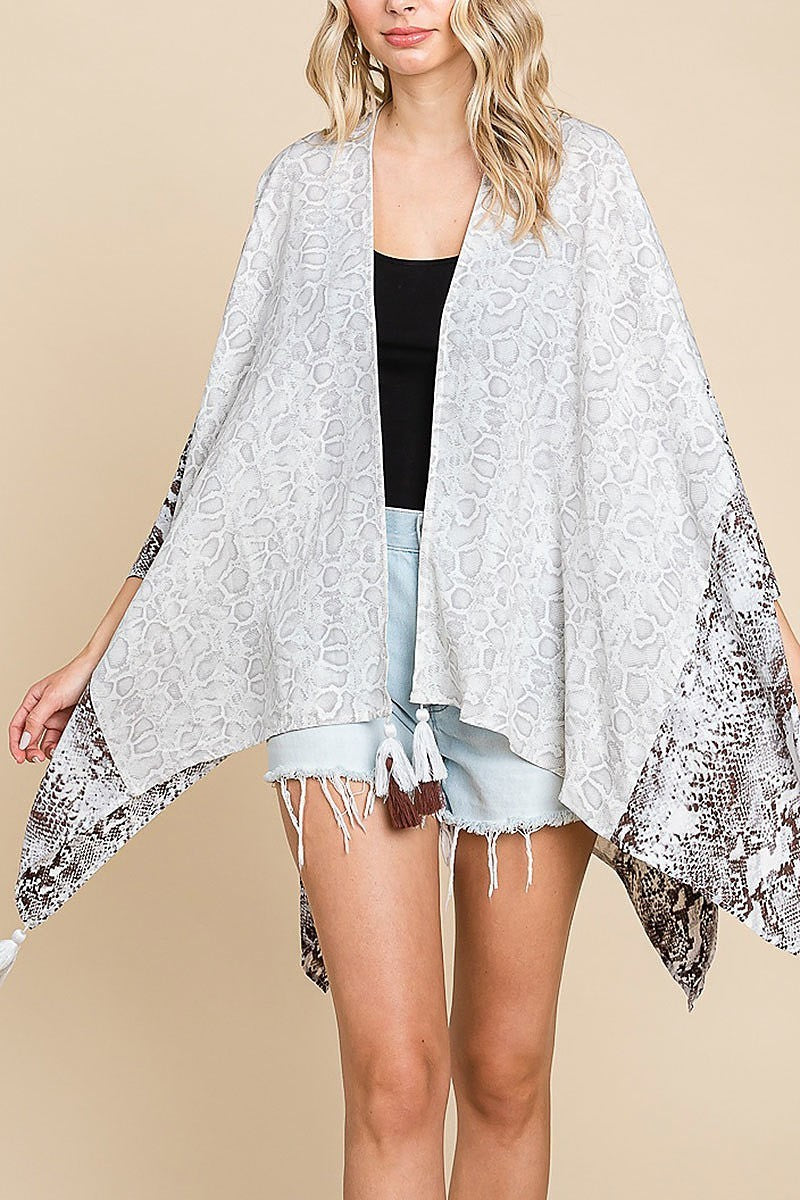 Snake skin print kimono with tassels (EDH1360)