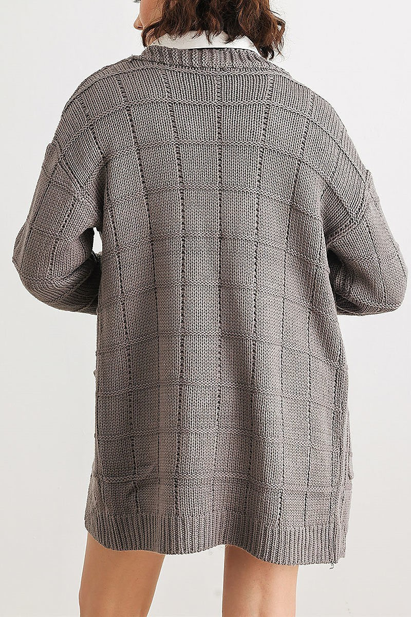 Textured knit pocket detail cardigan (TED2010)