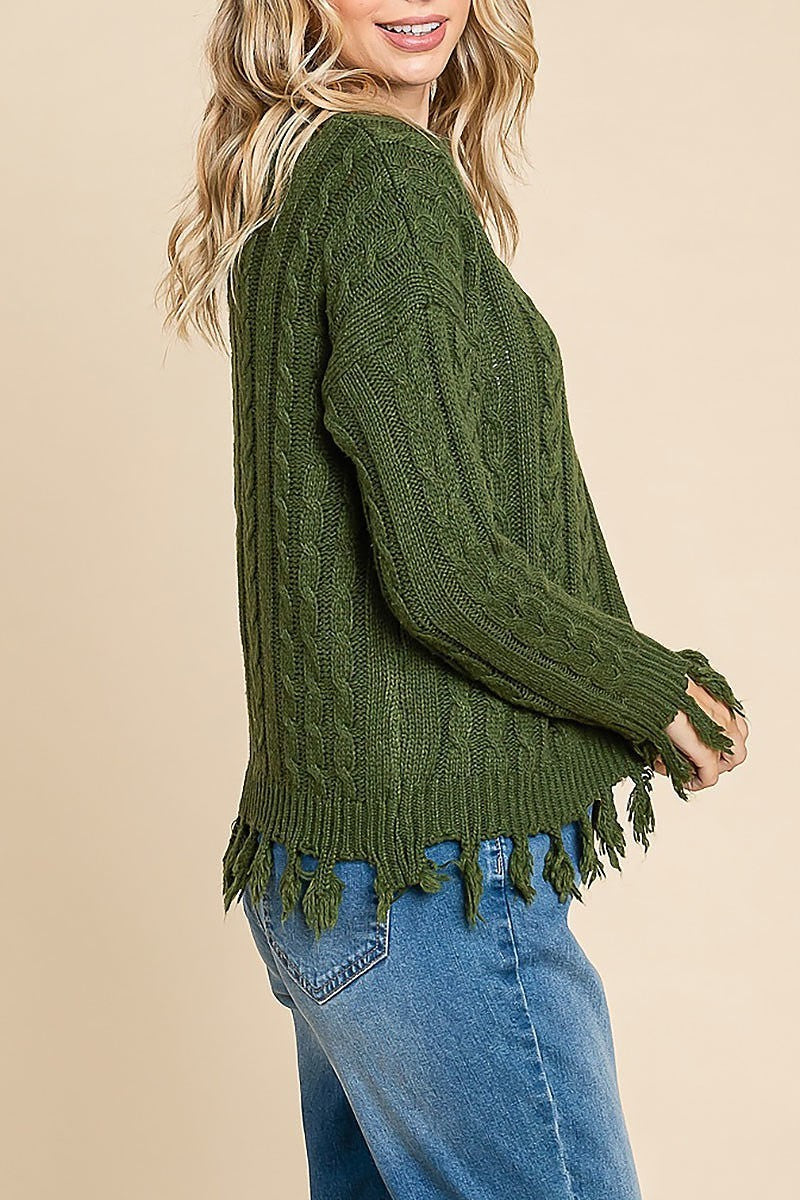 Fringe hem vintage sweater (EDH1621-2)