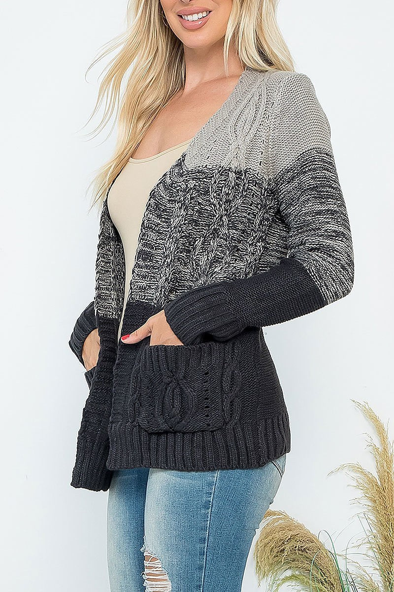 Color block tri-blend contrast sweater (DGS6174)