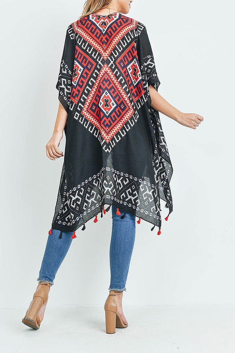 Bohemian open front tassel kimono (EF1107)