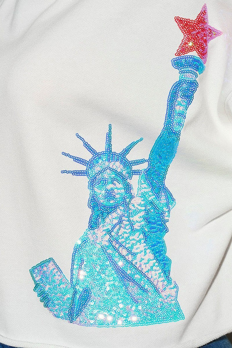 Sequins lady liberty patriotic tunic blouse top (EFWT9750)