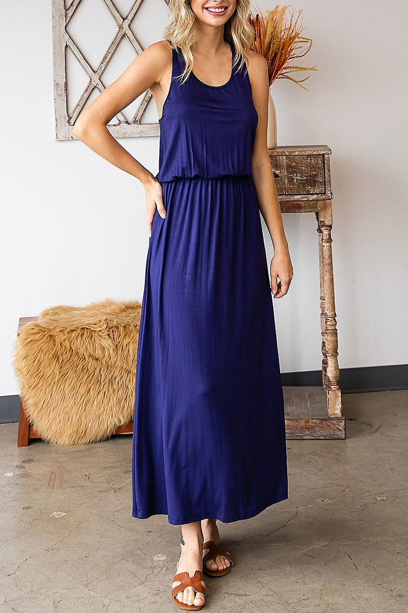 Tank top elastic waist maxi dress (DED8392)