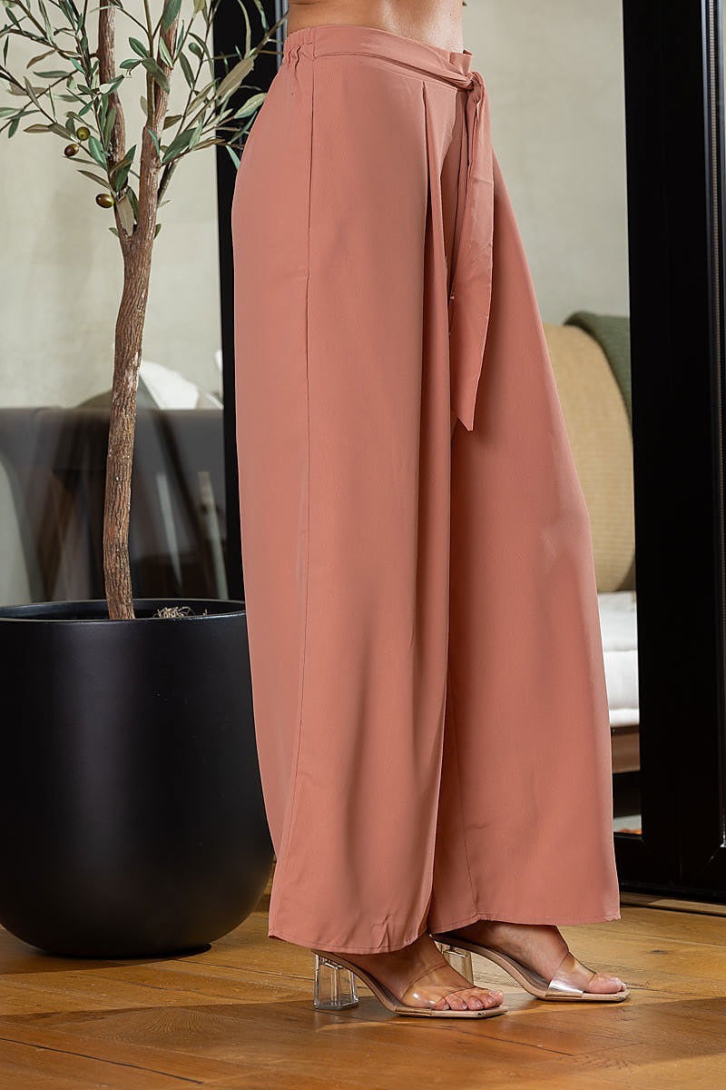 High waisted tie knot wide leg pants (EDSW4310)