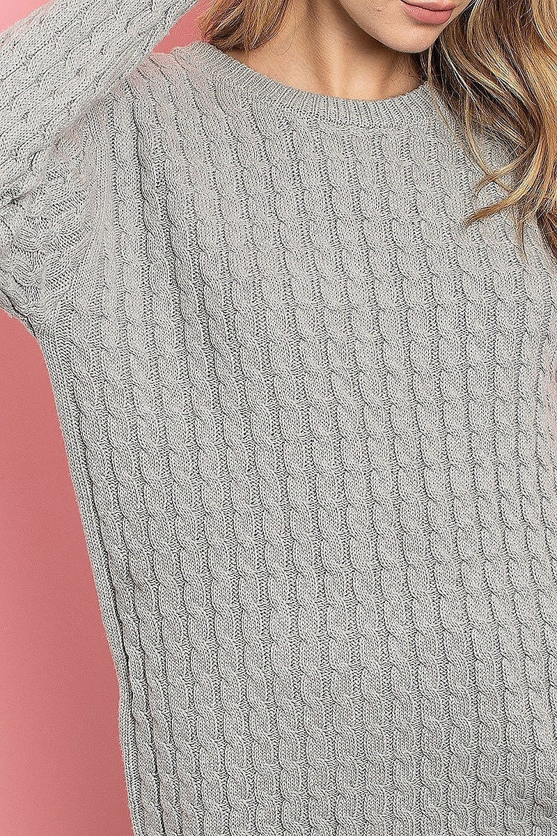 Round neck cable knit sweater (DGS4902-LAST)