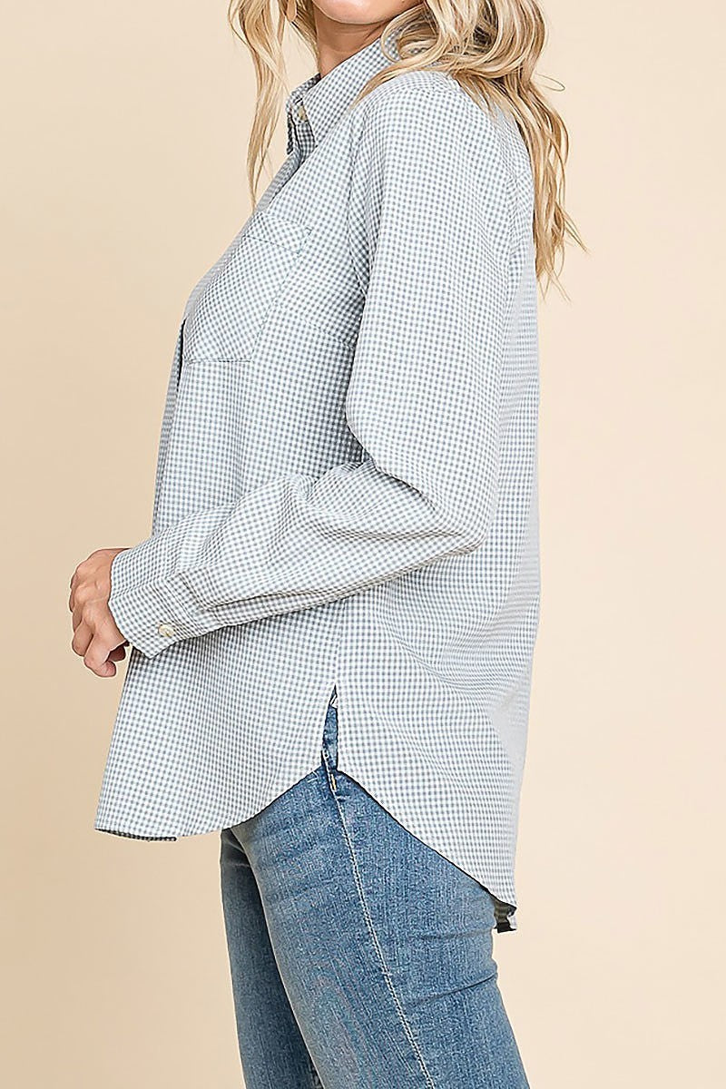 Mini gingham texture shirt (EDH1394)