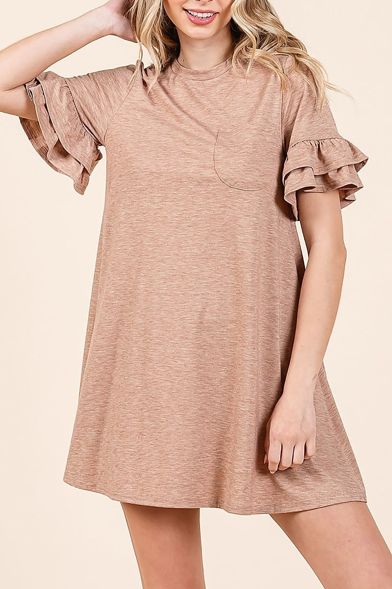 French terry pocket t-shirt dress (EDH2164)