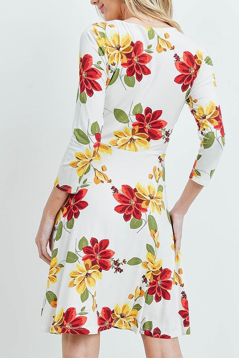 Surplus detail floral print wrap dress (DED5916-LAST)