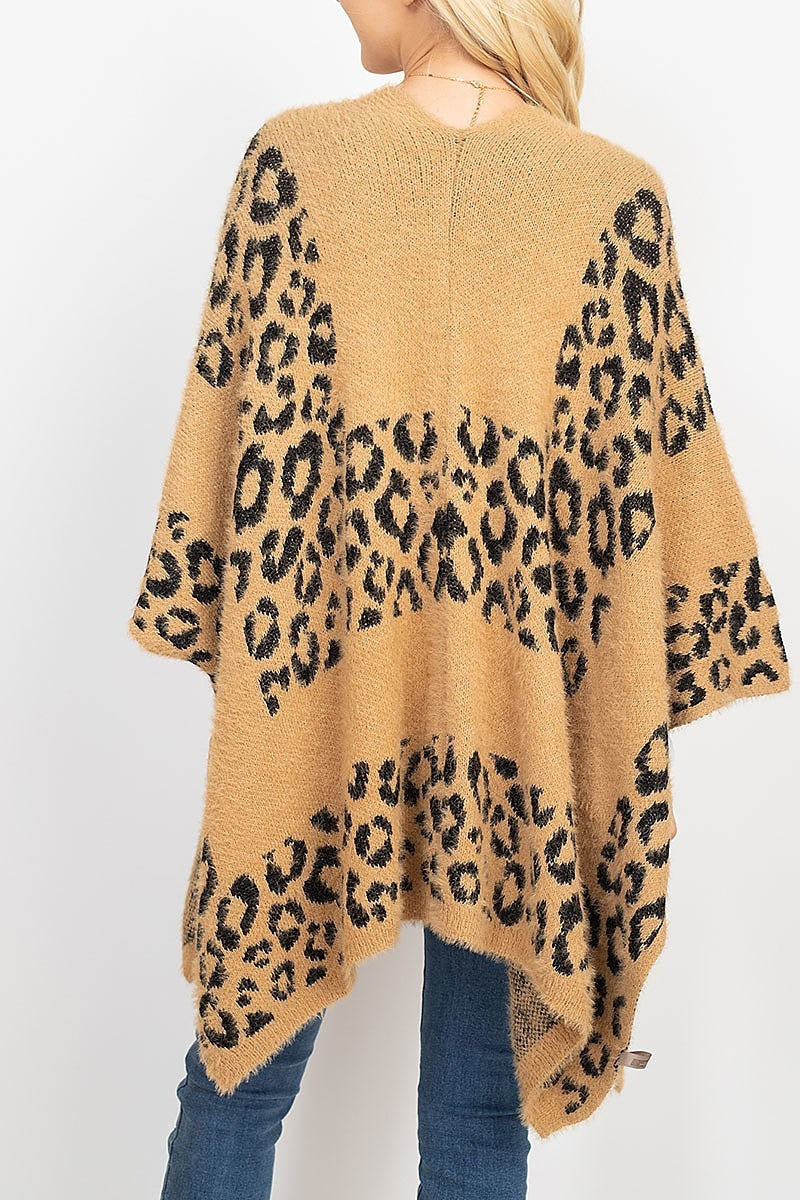 Leopard print sweater kimono (DGS5338)