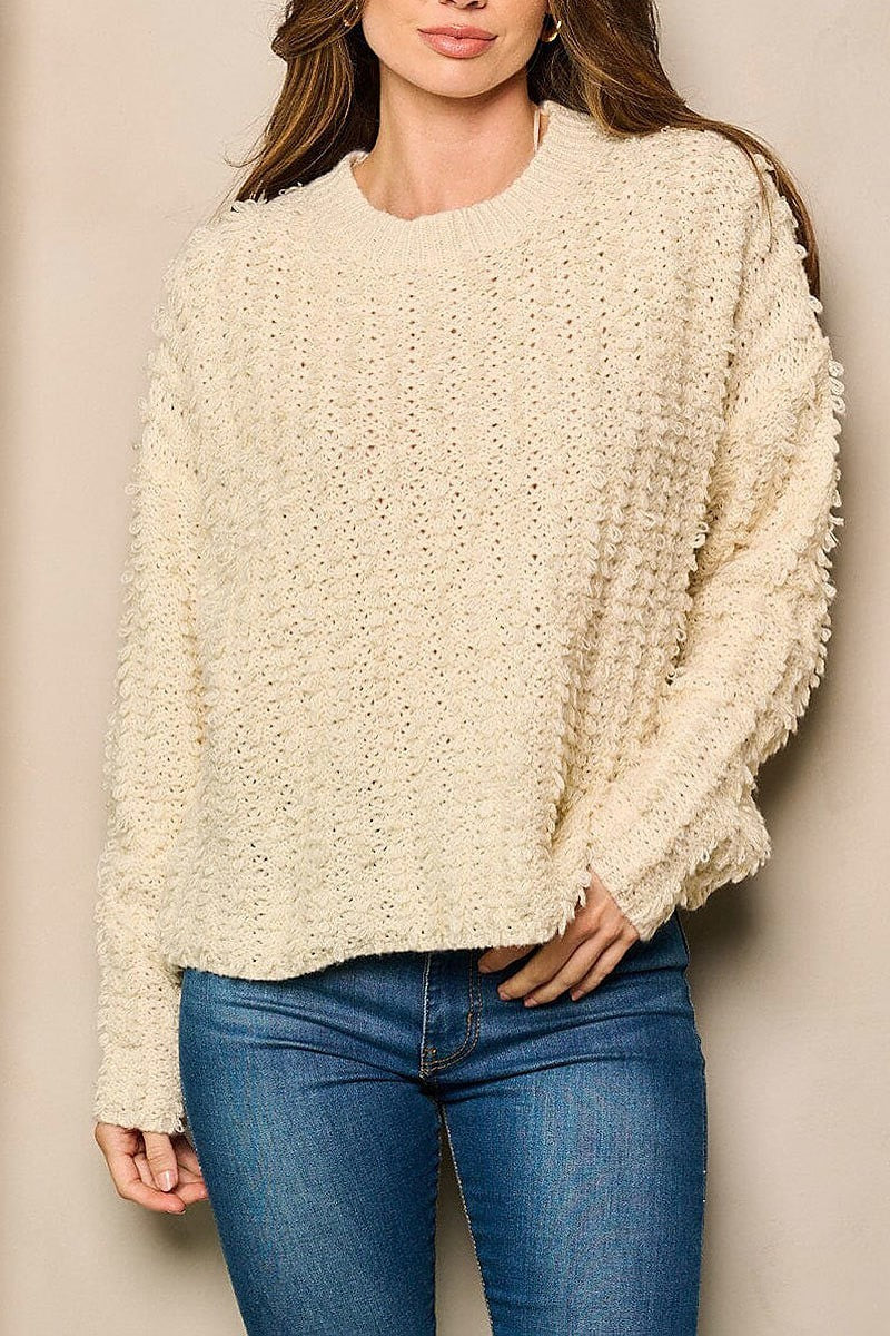 Long sleeve detailed pullover sweater (EFWT5011)