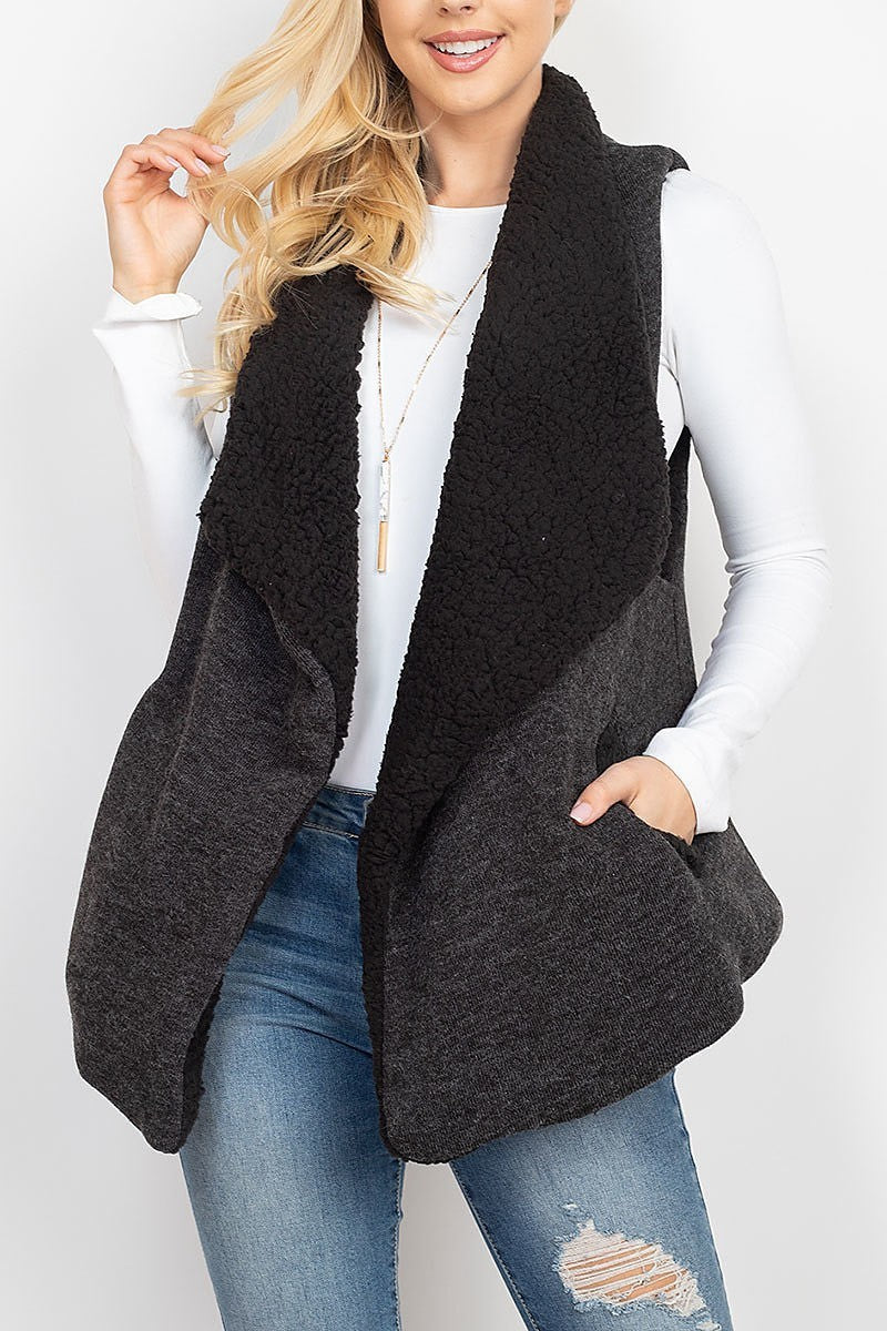 Wool shawl vest with pocket (DGS5295)