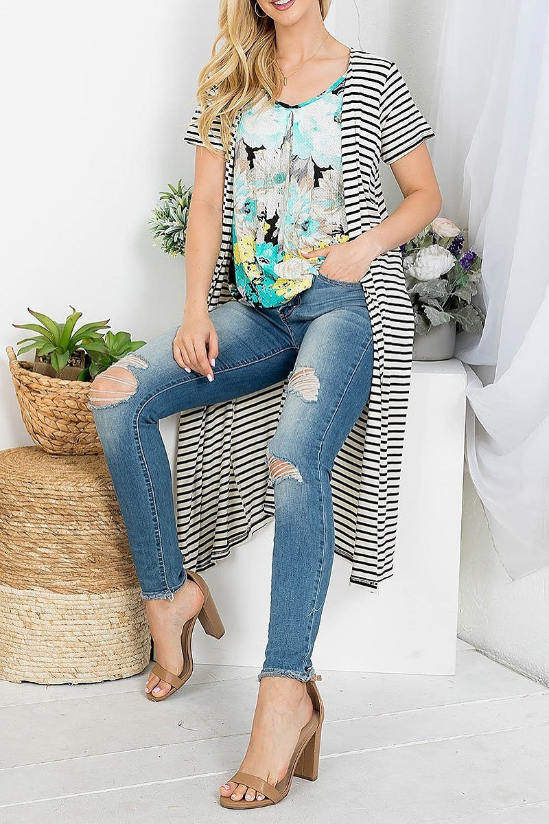 Stirpe floral print color block top (EF4219)