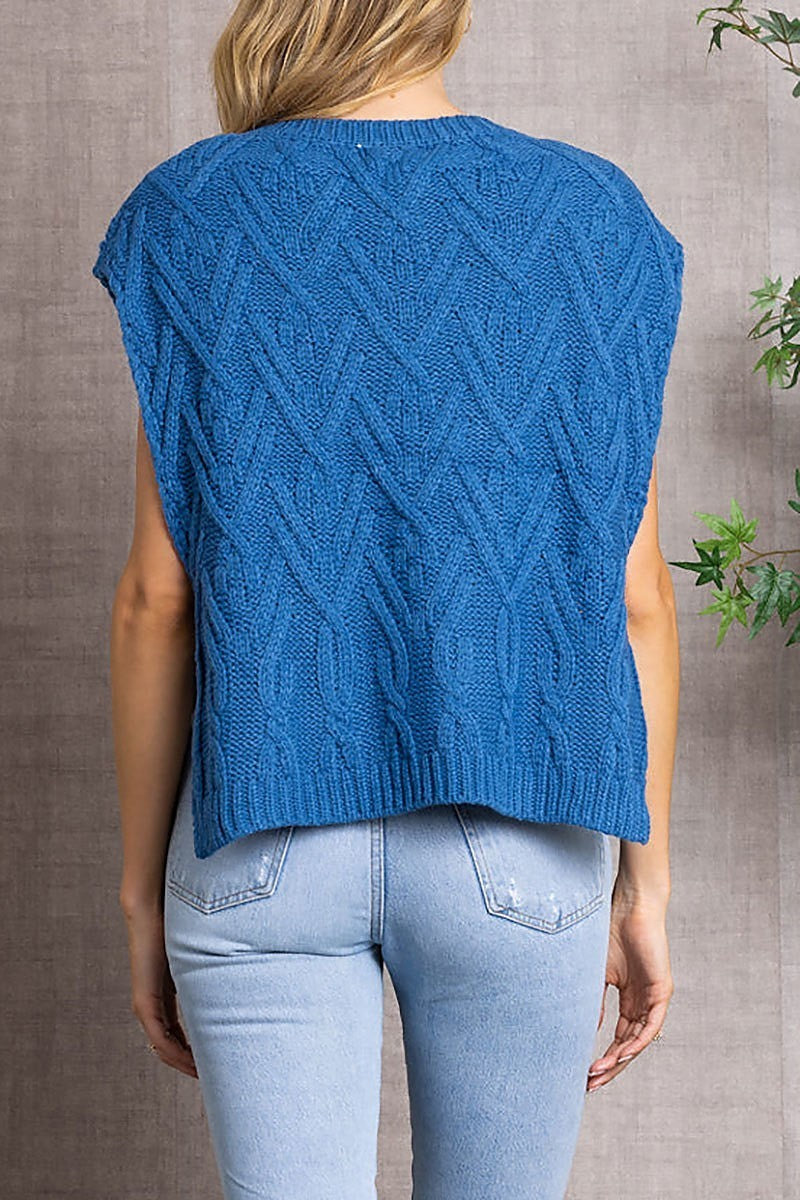 Cable knit open side sweater vest (EDSW3389)