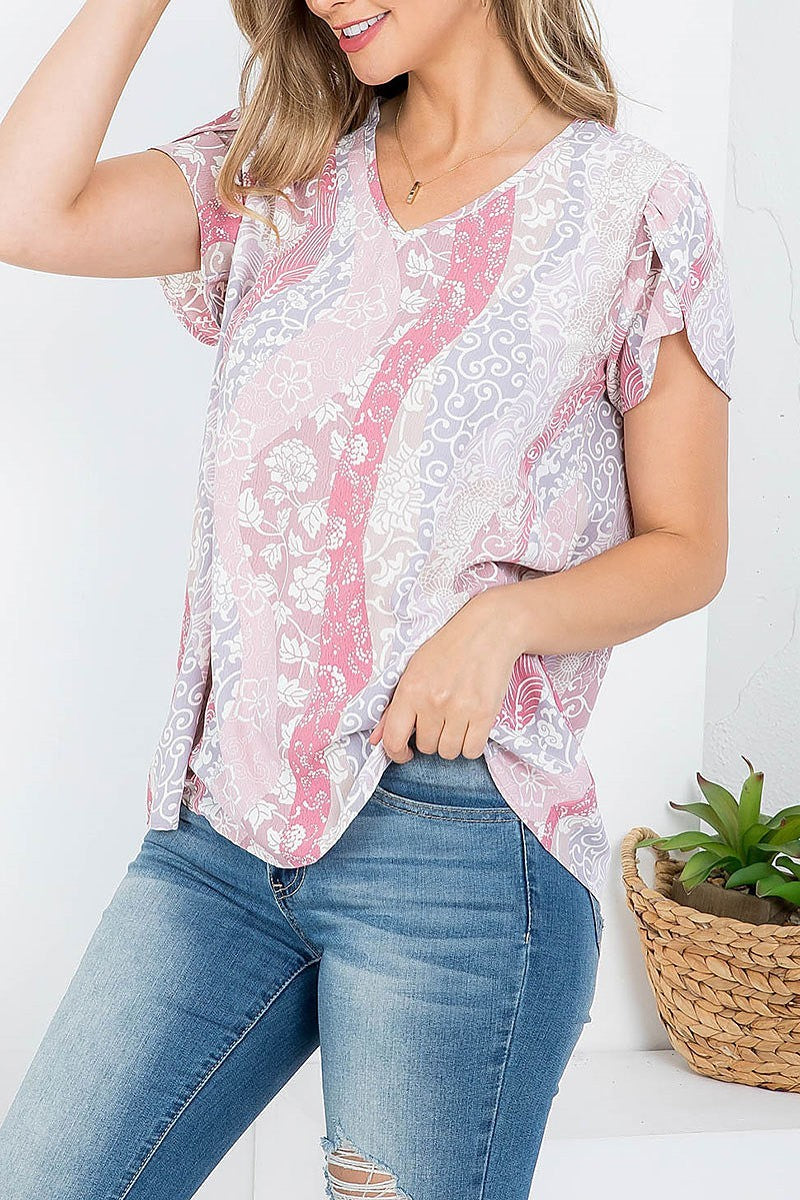 Floral morocan printed top (EF4376)