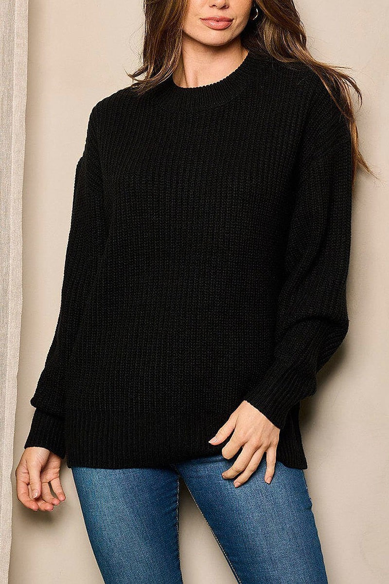 Long sleeve knit pullover sweater (EFWT5052)