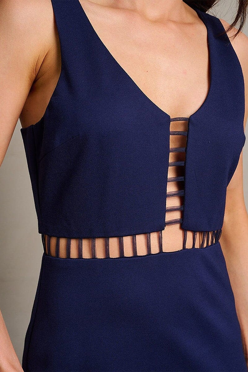 Sleeveless cut out detailed bodycon mini dress (EGWT1972)