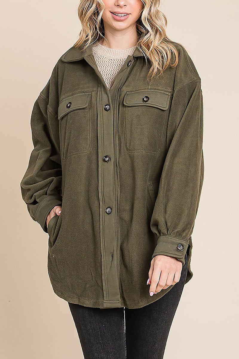 Fleece buttoned down oversized jacket (EDH1900)