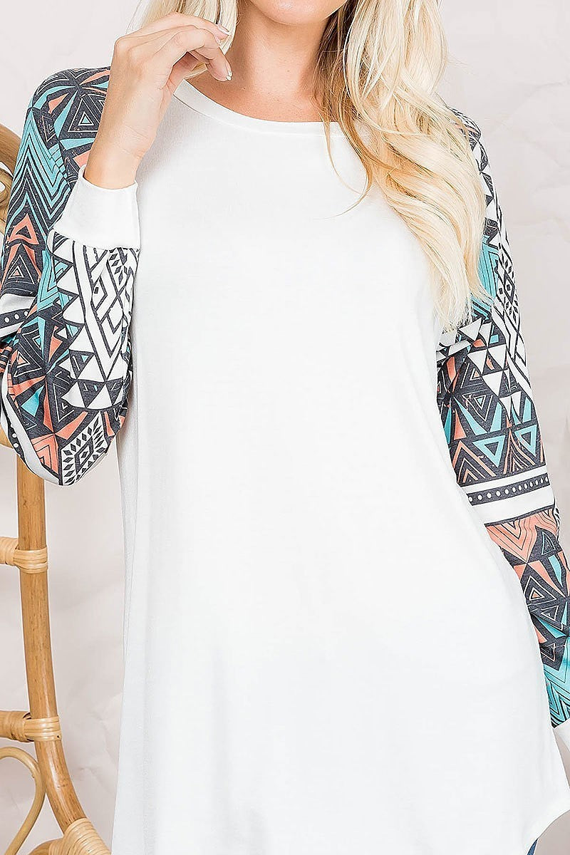 Tribal print color block top (EF2335)