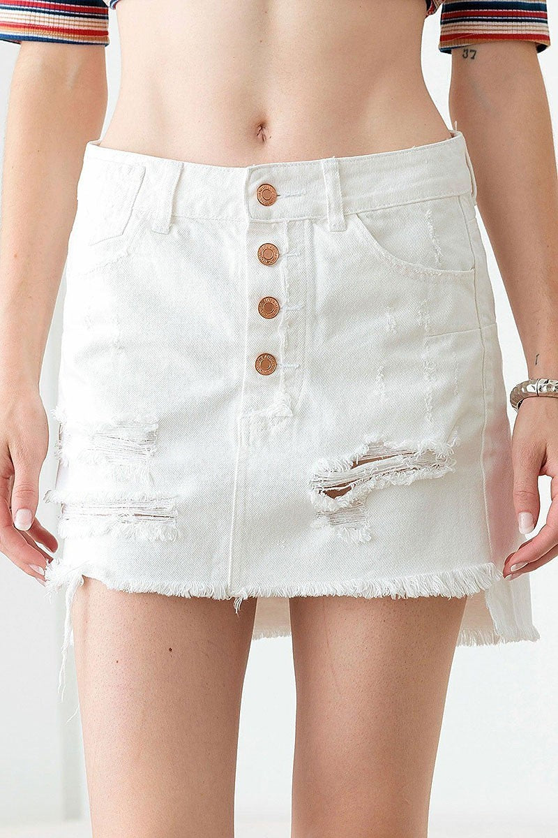 Distressed mini denim skirt (TED2972)