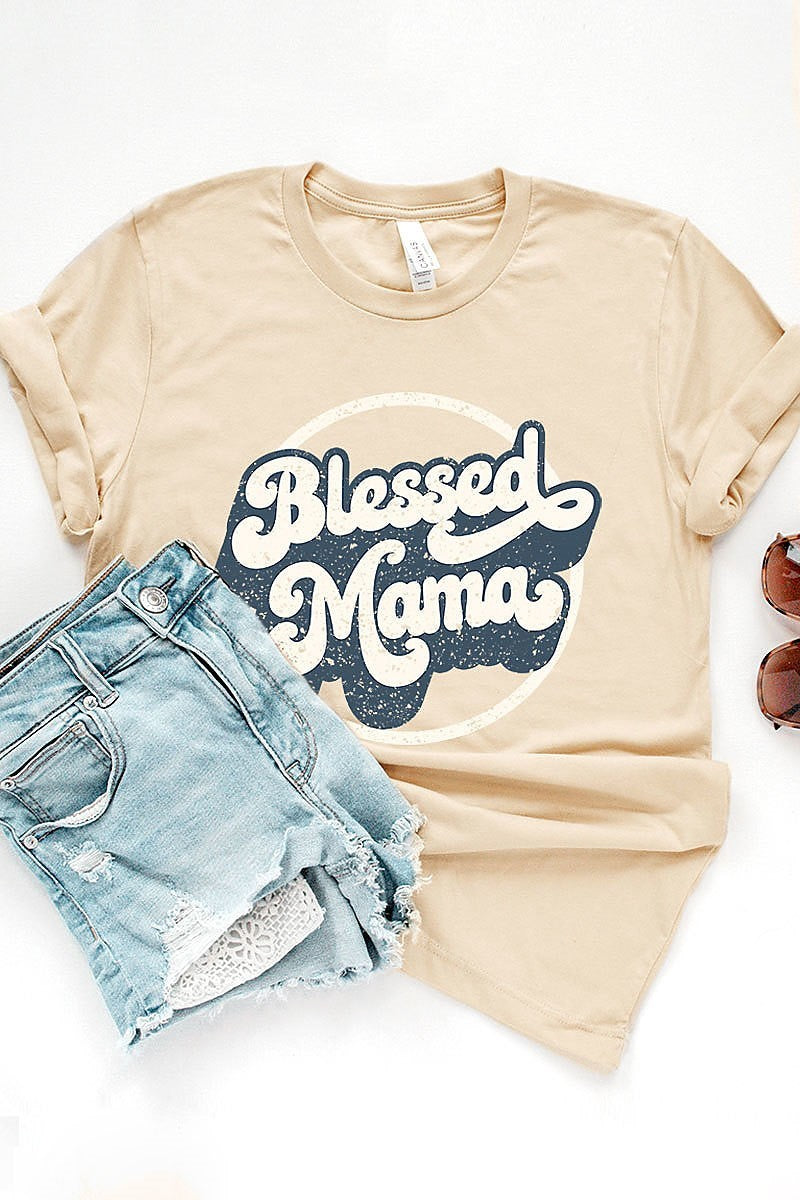 Blessed mama graphic top (EF3739)