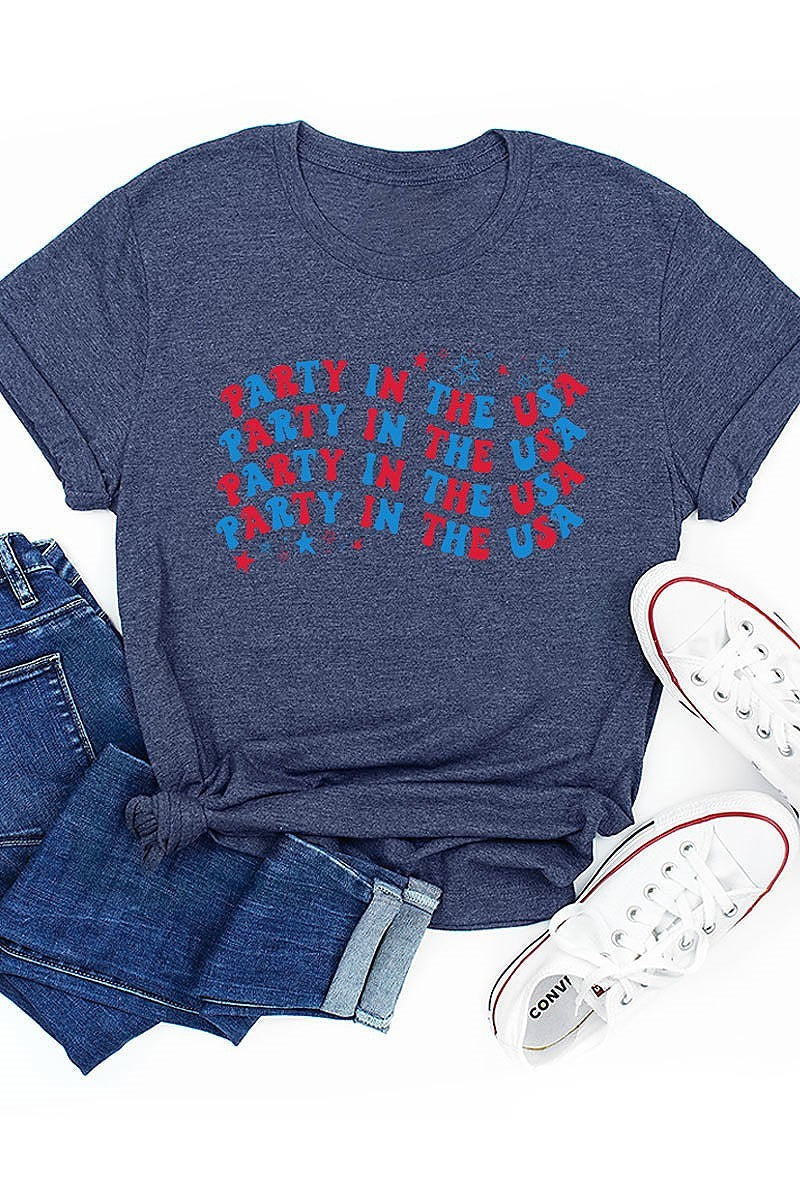 Party in the usa graphic top (EF3873)