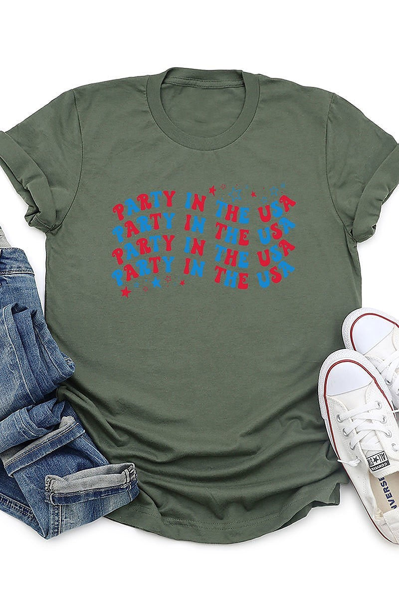 Party in the usa graphic top (EF3873)