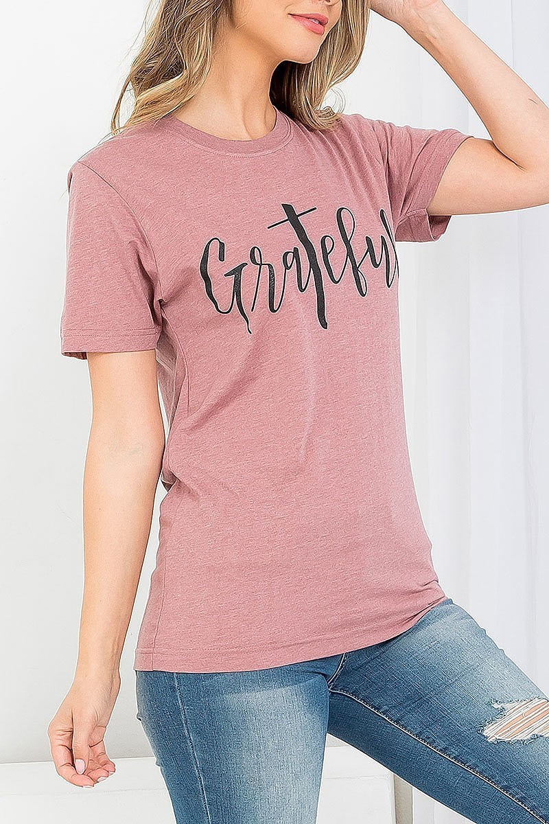 Grateful graphic tee top (EF3538)