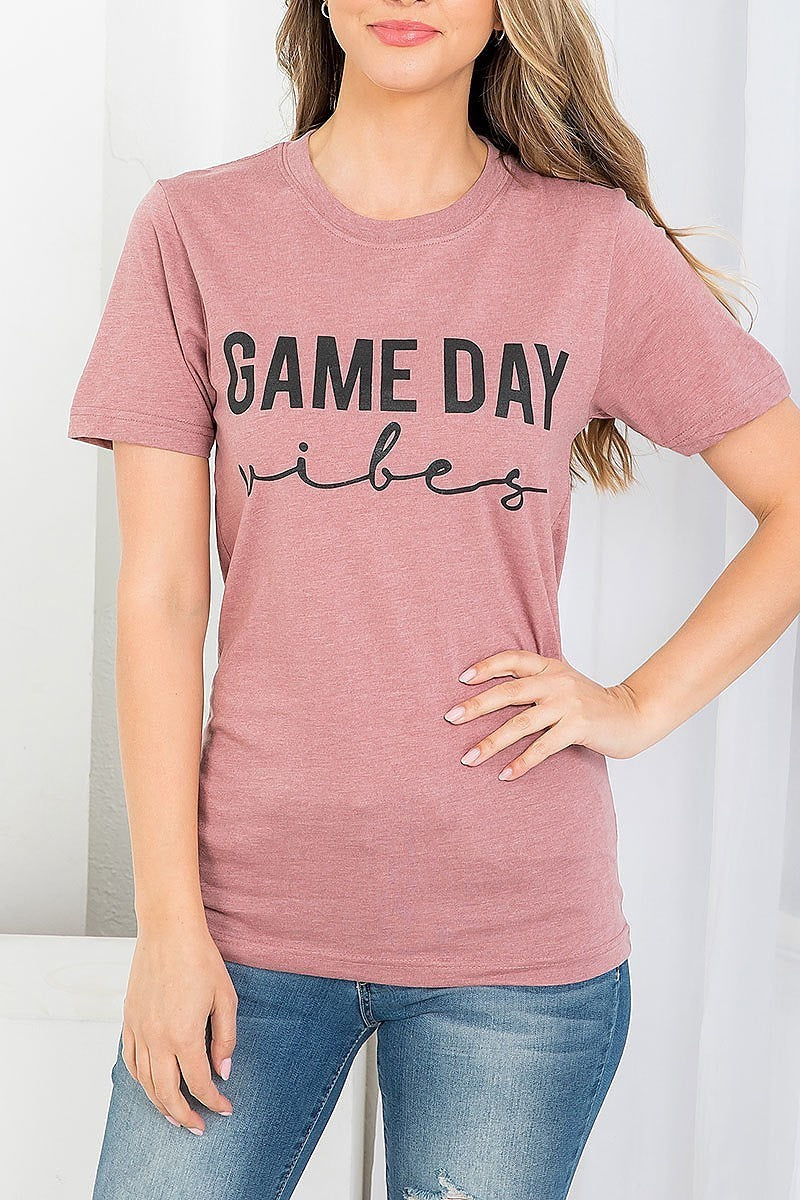 Game day vibes graphic tee top (EF3537)