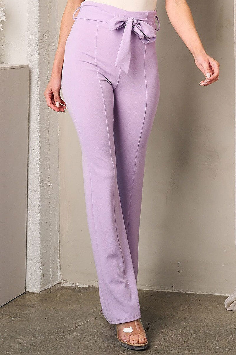 Wide leg self tie pants (EFWT3607)