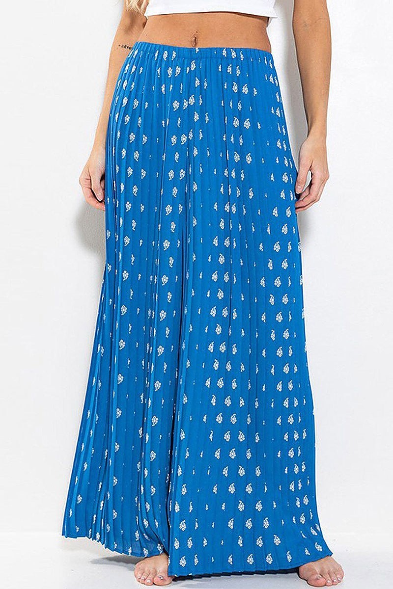 Elastic waist wide led printed palazzo pants (EFWT7424)