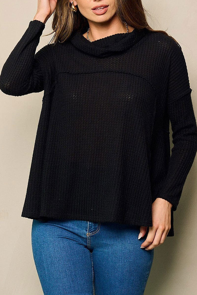 Long sleeve turtle neck loose fit top (EFWT4612)