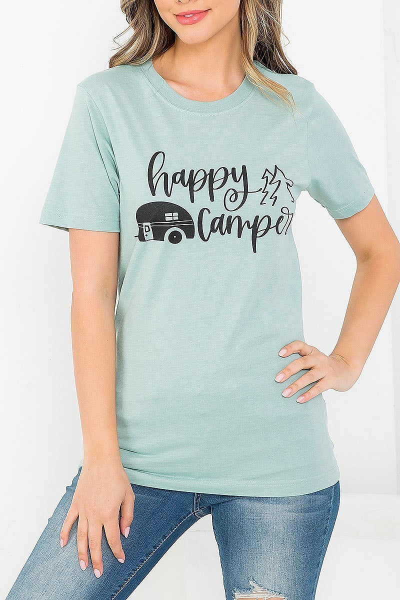 Happy camper graphic tee top (EF3536)